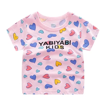 12M-8T Batoľa, Dieťa, Dieťa Dievčatá Oblečenie Srdce Print T Shirt Roztomilé Sladké Bavlnené Tričko v Lete Základné Top Tee Deti Oblečenie