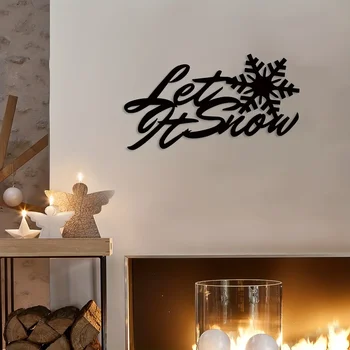 1pc Let It Snow Kovové Dekor Prihlásiť Snowflake Umelecký Text Podpísať Kovové Nástenné Art Obývacia Izba Predné Dvere, Chodby, Dekor Stene Visí