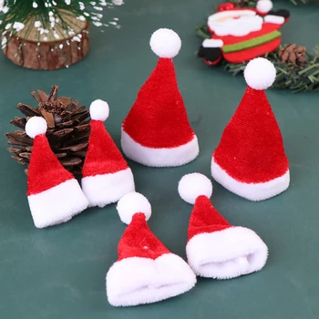 2 ks domček pre bábiky Miniatúrne Vianoce, Santa Claus Klobúk Red Hat Vianoce Domova Vianočné Klobúk pre Bábiku Príslušenstvo Deti Vianočný Darček
