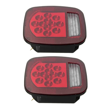 2 ks Univerzálna Červená+Biela 39 LED Stop Brzdy Otočte zadné Kombinácii Svetlo Pre Jeep TJ CJ YJ JK