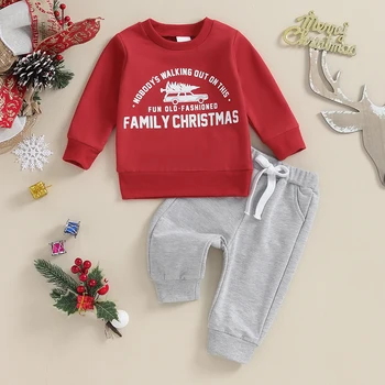 2023-10-05 Lioraitiin 3M-3Y Batoľa Detská Baby Boy Girl Vianočné Oblečenie Santa Mikina Top Bezec Nohavice Vianočné Oblečenie Set