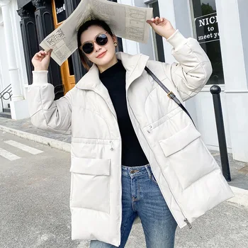 2023 Propagáciu kórejského verzia kožený kabát dámske zimné oviec kože, kožené Nadol bunda žien stredná dĺžka veľké verzia lo