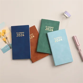 2024 anglický Program Kniha 365 Deň Denná Týždenný Plánovač poznámkový blok A6 Farbou PU Kožené Notebook Stationery Office Školy Dodanie