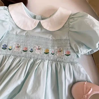 2024 Výšivky Smocked Šaty španielskej Boutique Letné Šaty pre Dievčatká Deti Oblečenie HandmadeInfants Bežné Frock Deti