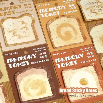 3Book Karikatúra Roztomilý Toast Chlieb Poznámok Študentov Zábava Memo Pad Strane Účtu Poznámka Papier Školy Kancelárske potreby
