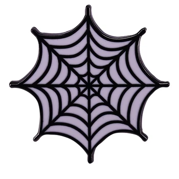 A2191 Horor Halloween Brošňa Black Spider Web Smalt brošňa Kolíky Gotický Odznak Batoh Šperky Darček