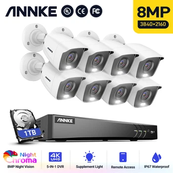 ANNKE FC800 4K Ultra HD 8CH DVR kamerovým Systémom s 8PCS Plné Farby Nočné Videnie Domov Vonkajších CCTV Auta