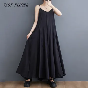 bez rukávov popruh čierna vintage nové šaty pre ženy príležitostné voľné dlhé letné šaty elegantné oblečenie 2023
