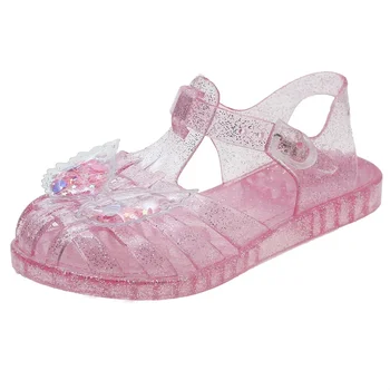 Detské Sandále Lete Nové Dievčatá Crystal Jelly Flash Motýľ Sandále Deti Detská Princezná Topánky Gladiator Sandále Pláže topánky