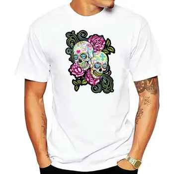 Dámy T-Shirt Pekné Tetovanie Lebky Dia De Los Muertos Deň Mŕtvych Mužov Značkové Oblečenie O-Krku Štýl Hip-Hop, Topy, Košele