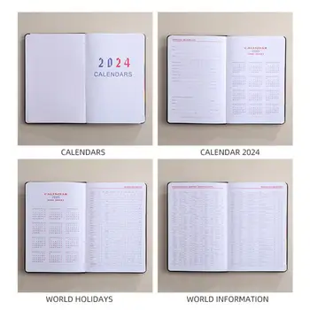 Elegantné Faux Kožené Program Kniha Štýlový Faux Kožené 2024 Mesačný Plánovač A5 Kalendár Notebook s Drôtom Záväzné pre Efektívne