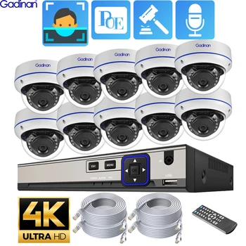 Gadinan 10CH 8MP 4K POE Dome kamerovým Systémom IP Nastaviť 4MP anti-Vandal Domáce Audio CCTV kamerový Ochranu Auta