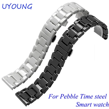 kvalitné keramické a nerezové watchband 22 mm luxusné čierna biela keramický náramok pre Kamienkové čas ocele/smart hodinky