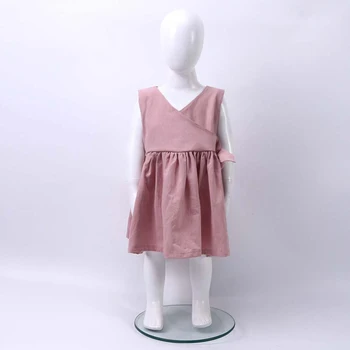 Letné Baby Girl Dress Batoľa Dievčatá Lietať Rukáv Pevné Volánikmi Bez Rukávov Sundress Bielizeň, Bavlnená Košeľa A-Line Party Šaty