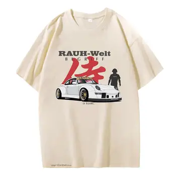 Manga Tlač RWB 911 Grafické T Košele Japonský Streetwear Jdm Krátke Sleeve Tee Počiatočné D Tričko Cool 100% Bavlna Hip Hop Oblečenie