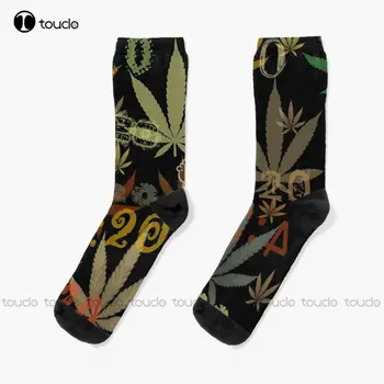 Marihuana Konope Burín 420 4:20 Celého Sveta Ponožky Unning Ponožky Ženy Osobné Vlastné Unisex Dospelých Dospievajúcu Mládež Ponožky