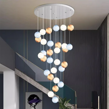 Moderný Podkrovný 3D Moon Tretie Luster Led Duplex Obývacia Izba Jedáleň Villa Nordic Schodisko, Spálňa Dlho Prívesok svetlo
