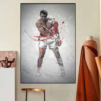 Muhammad Ali Plagát Abstraktné Boxu Hviezda Šport Plátno Maľby, Graffiti Art, Tlač Obrazov Na Stenu Pre Chlapcov Spálňa Domova