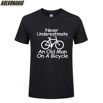 Nikdy Nepodceňujte Starý Muž Na Bicykli Zábavné Cyklistické Grafické T Košele Bavlna Krátky Rukáv T Košele O-Krku Vintage T-Shirt