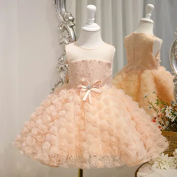 Pomarančový kvet Lištovanie Dievčatá Šaty pre Sprievod plesové šaty, Svadobné Party Šaty Baby Princess tutu šaty Letné nové Deti Šaty