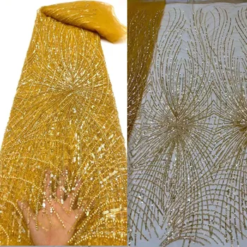 Populárne 3D Korálkové Textílie /Emboirdery francúzsky Tylu čistý krajky/ Flitrami Africkej Nigérii Textílie Pre Dámy je Desses Strán, Svadby