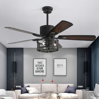 Priemyselné vietor stropný ventilátor lampa retro jedáleň, obývacia izba dreva list fanúšikov retro diaľkové ovládanie na elektrický ventilátor lampa