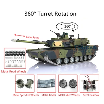 Pro Heng Dlho 1/16 TK7.0 Abrams RC Tank 3918 360° Veži Barel Recoil Kovové Skladby Kolesá BB Airsoft Bitka Hračka TH17803