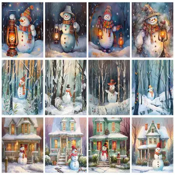 RUOPOTY Diamond Maľovanie Snehuliak Plné Námestie/Kolo Výšivky Cross Stitch Vianočné Mozaiky Domova