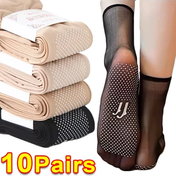 Silikónový protišmykový Hodváb Ponožky Ženy Lete Ultra-tenké Crystal Hodváb Ponožky Jasné, Nylon Žena Priedušná Krátke Členok Ponožka
