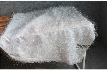 Striebro hodvábny lesk troch-dimenzionální okraji tkaniny pohľadu pásy textúra módny dizajn textílie