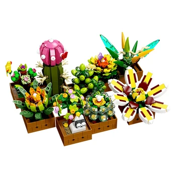 Succulents Kaktus Tehly MOC JJ9037 Tropické Rastliny Botanické Zasadiť Kvet Model Dekorácie Bloky nápady Deti Hračka Darček