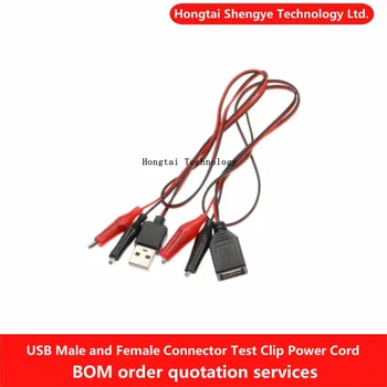 USB muţi a ţeny konektory krokodíla batérie test klip napájací adaptér kábel, červený a čierny kábel drôt dĺžka 50cm
