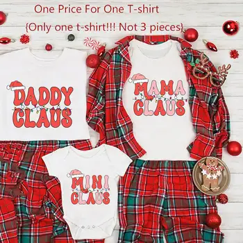 Vianočné T-shirt Rodiny Zodpovedajúce Košele Otecko / Mamička / Mini Claus Rodinu Vianočné Posádky 2024 Darčeky X-mas Zodpovedajúce T-Shirts