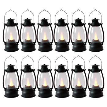 Vintag Sviečky Lampy Mini Svietidlo Pre vnútorné 12Pcs S Blikanie Sviečky Pre Domova Čierna