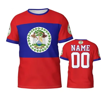 Vlastné Meno Počet Belize Vlajka Znak 3D T-košele Pre Mužov, Ženy Tees dres tímu Oblečenie Futbal Futbal Fanúšikov Darček tričko