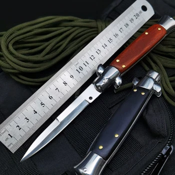 Vonkajšie vysoká tvrdosť camping nôž 440C akryl dreva rukoväť self-defense nôž na prežitie noža prenosný skladací nôž