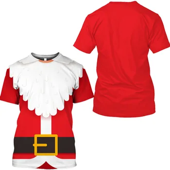 Červená Vianočné Jednotné Tričká 3d Santa Claus Tlač Košele Nadrozmerné Topy, Tričká Pánske Dovolenku Tričko Bežné Harajuku pánske Oblečenie